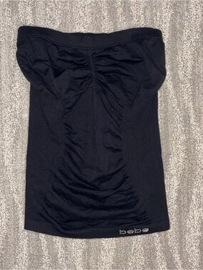 VTG Y2K BEBE Black Ruched Tube Top Rhinestone Stretch Made In USA Women’s Sz P/S